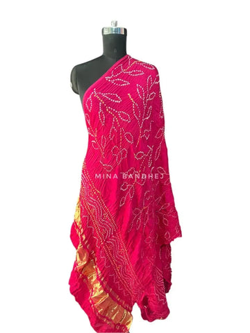 Pink modal silk bandhani dupatta