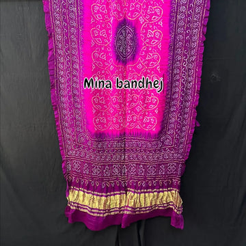 Rani magenta pure gaji silk rai bandhej dupatta for bride 1