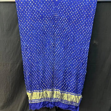 Royal blue doted bandhani dupatta